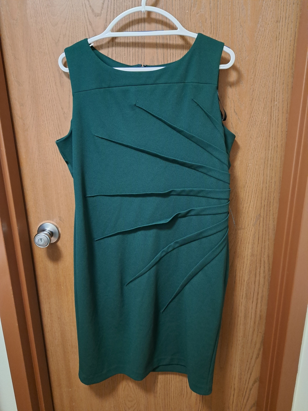 Calvin Klein Dark Green Pleated Sheath Midi Dress